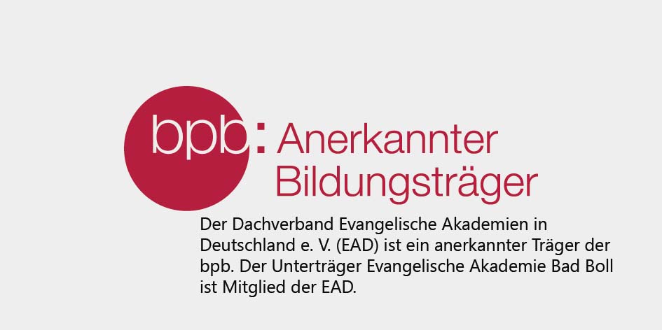 Logo der Bundeszentrale für politische Bildung mit Unterträger Evangelische Akademie Bad Boll